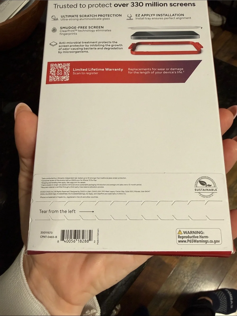 InvisibleShield Glass Elite Screen Protector for iPhone 15 Pro - Red Packaging